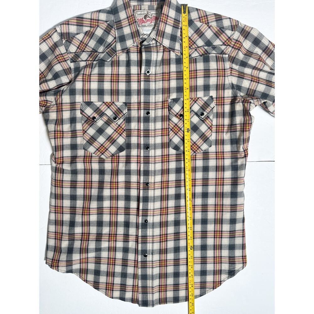Vintage Wrangler Western Pearl Snap Shirt Plaid Cowboy Mens M - Picture 12 of 16